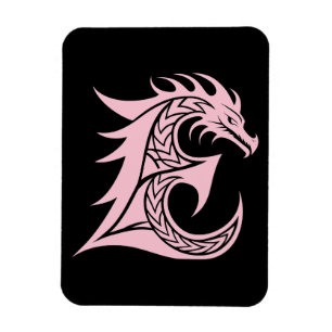 Dragon Styled Letter E, Dragon Alphabet, Monogram Magnet