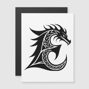 Dragon Styled Letter E, Dragon Alphabet, Monogram Magnetic Invitation
