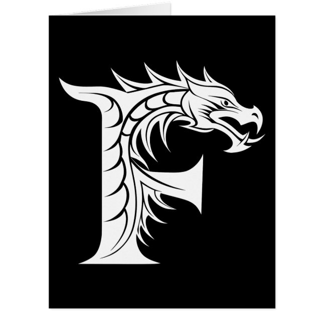Dragon Styled Letter F, Dragon Alphabet, Monogram (Front)