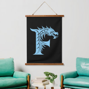 Dragon Styled Letter F, Dragon Alphabet, Monogram Hanging Tapestry