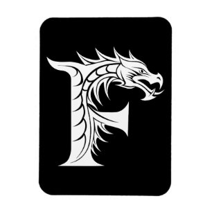 Dragon Styled Letter F, Dragon Alphabet, Monogram Magnet