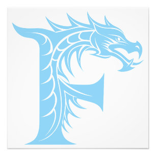 Dragon Styled Letter F, Dragon Alphabet, Monogram Photo Print