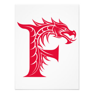 Dragon Styled Letter F, Dragon Alphabet, Monogram Photo Print
