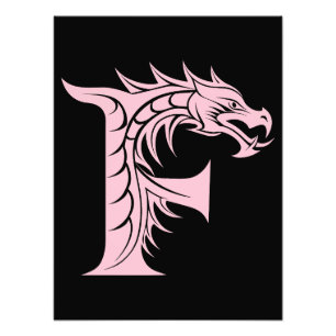 Dragon Styled Letter F, Dragon Alphabet, Monogram Photo Print