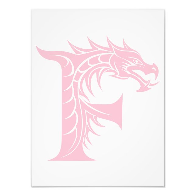 Dragon Styled Letter F, Dragon Alphabet, Monogram Photo Print (Front)