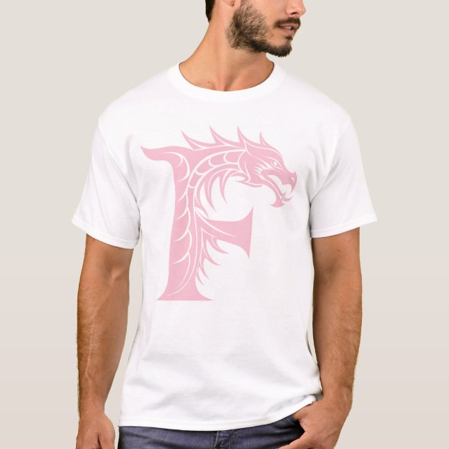 Dragon Styled Letter F, Dragon Alphabet, Monogram T-Shirt (Front)