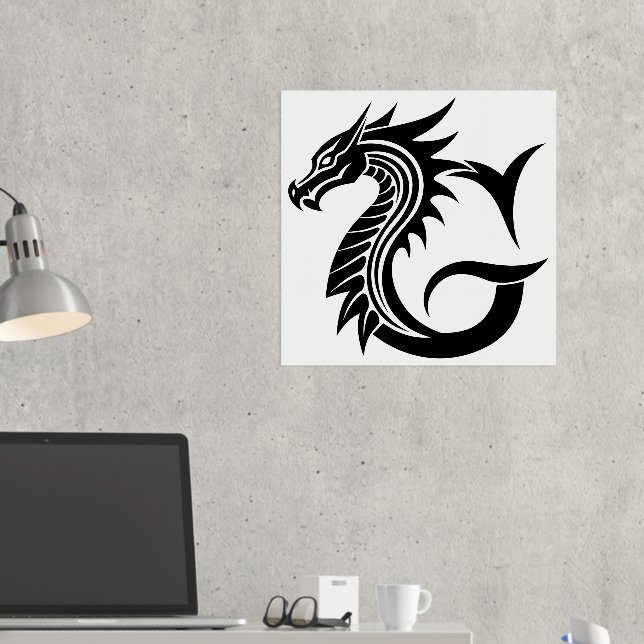 Dragon Styled Letter G, Dragon Alphabet, Monogram Foil Prints (In Situ (Desk 2))