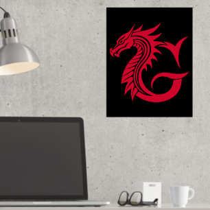 Dragon Styled Letter G, Dragon Alphabet, Monogram Foil Prints