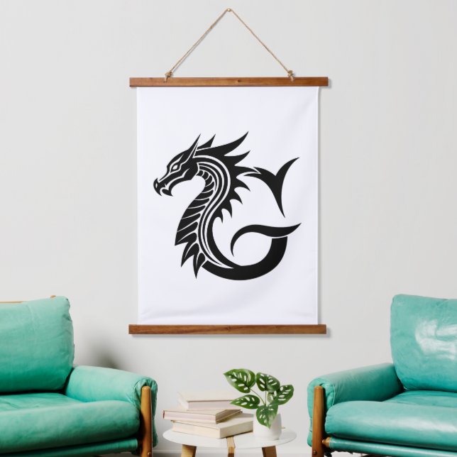 Dragon Styled Letter G, Dragon Alphabet, Monogram Hanging Tapestry (Living Room)
