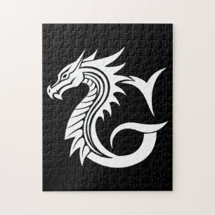 Dragon Styled Letter G, Dragon Alphabet, Monogram Jigsaw Puzzle