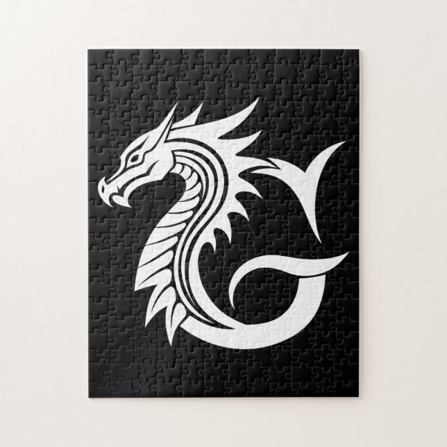 Dragon Styled Letter G, Dragon Alphabet, Monogram Jigsaw Puzzle (Vertical)