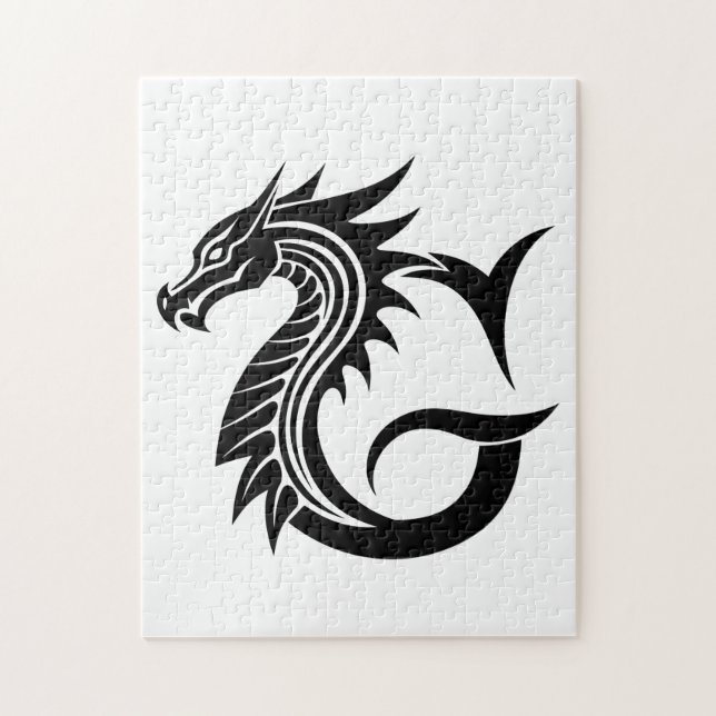 Dragon Styled Letter G, Dragon Alphabet, Monogram Jigsaw Puzzle (Vertical)
