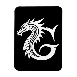 Dragon Styled Letter G, Dragon Alphabet, Monogram Magnet