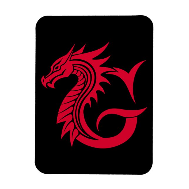 Dragon Styled Letter G, Dragon Alphabet, Monogram Magnet (Vertical)
