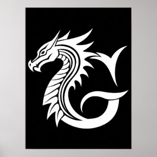 Dragon Styled Letter G, Dragon Alphabet, Monogram Poster