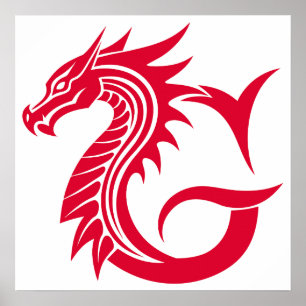 Dragon Styled Letter G, Dragon Alphabet, Monogram Poster