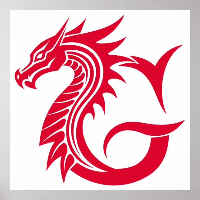 Dragon Styled Letter G, Dragon Alphabet, Monogram Poster (Front)