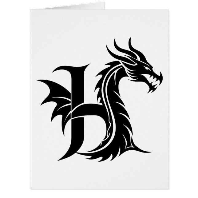 Dragon Styled Letter H, Dragon Alphabet, Monogram (Front)