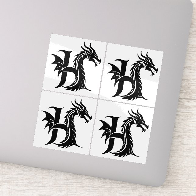 Dragon Styled Letter H, Dragon Alphabet, Monogram (Detail)