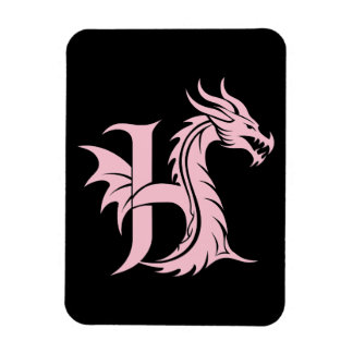 Dragon Styled Letter H, Dragon Alphabet, Monogram Magnet