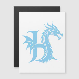 Dragon Styled Letter H, Dragon Alphabet, Monogram Magnetic Invitation