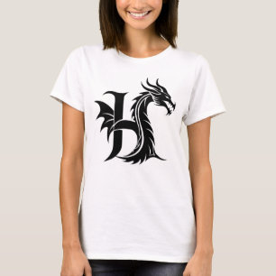 Dragon Styled Letter H, Dragon Alphabet, Monogram T-Shirt