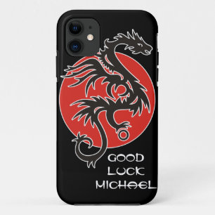 Dragon Sun - black red white + your ideas iPhone 11 Case