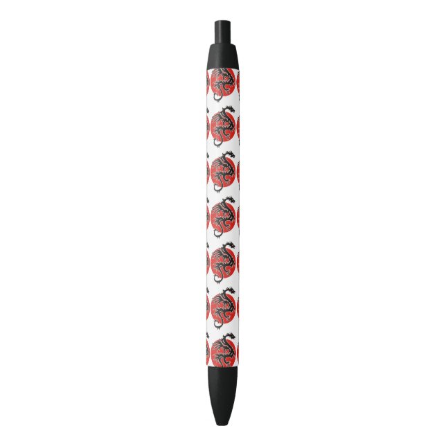 Dragon Sun - black red white + your ideas Ink Pen (Front Vertical)