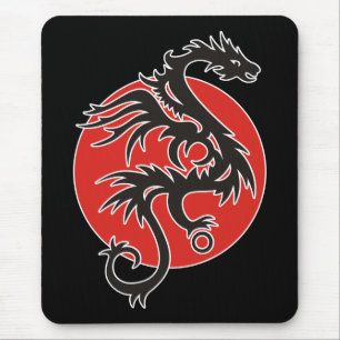 Dragon Sun - black red white + your ideas Mouse Pad