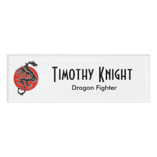 Dragon Sun - black red white + your ideas Name Tag