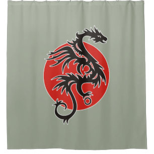 Dragon Sun - black red white + your ideas Shower Curtain