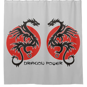 Dragon Sun - black red white + your ideas Shower Curtain