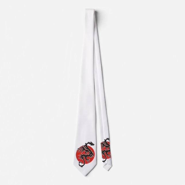 Dragon Sun - black red white + your ideas Tie (Front)