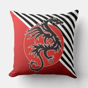 Dragon Sun Power - black red white + your ideas Cushion