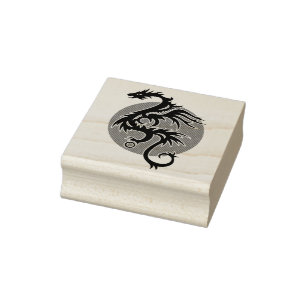 Dragon Sun right - black red white + your ideas Rubber Stamp