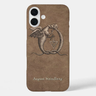 Dragon Symbol Faux-Leather iPhone 16 Plus Case