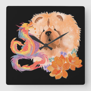 DRAGON-TALEZ CHOW Year of the Dragon  Square Wall Clock