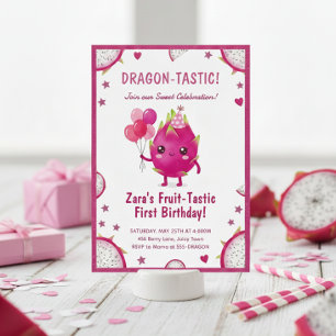 Dragon-Tastic Dragon Fruit First Birthday Invitation