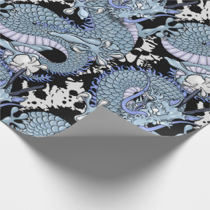 Dragon Tattoo Art in Purple and Blue Wrapping Paper