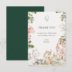 Dragon Theme Birthday Party Thank You Card