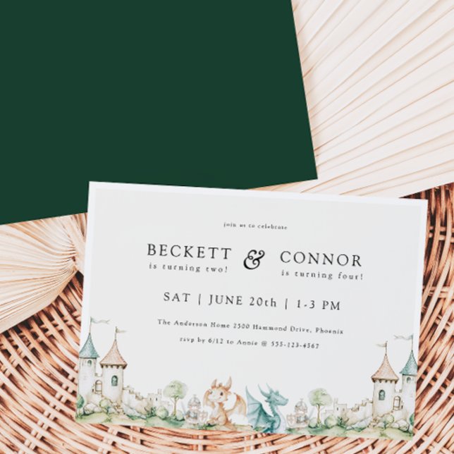 Dragon Theme Joint Birthday Party Invitation (Creator Uploaded)