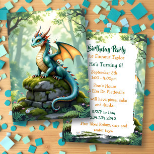 Dragon Themed Boy's Birthday Party Invitation