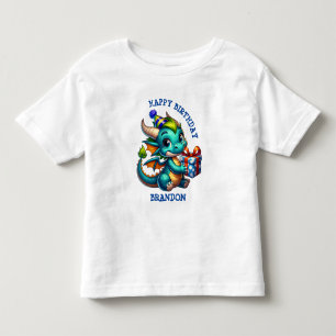 Dragon Themed Personalised Birthday Boy Toddler T-Shirt