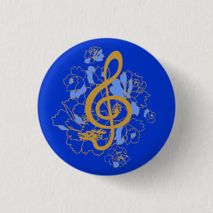 Dragon Treble Clef  Peonies Music Custom Button