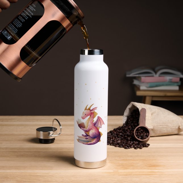 Dragon & Tree Water Bottle (Personalised) (Coffee (Rotated))
