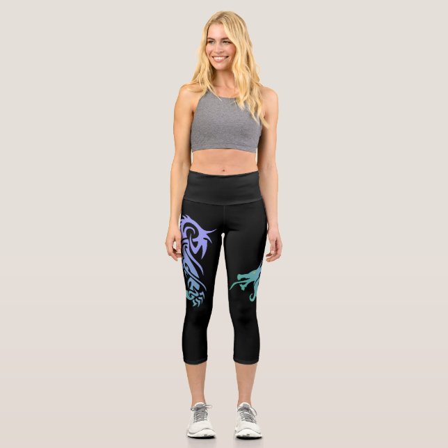 Dragon Tribal Capri Leggings (Front)