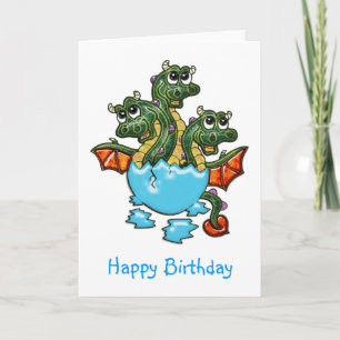 Dragon Triplets Hatching Birthday Card