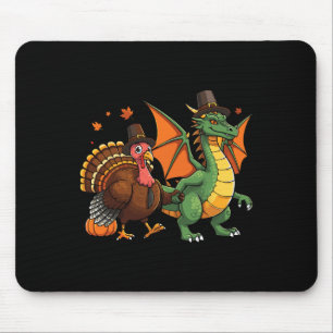 Dragon Turkey Pilgrim Thanksgiving Pumpkin Kids Bo Mouse Pad