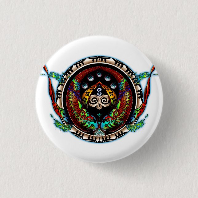 Dragon Twins 3 Cm Round Badge (Front)