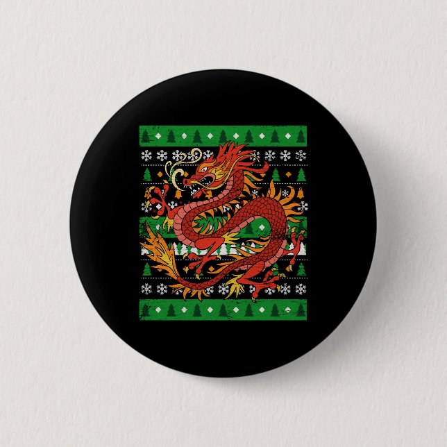 Dragon Ugly Christmas 6 Cm Round Badge (Front)